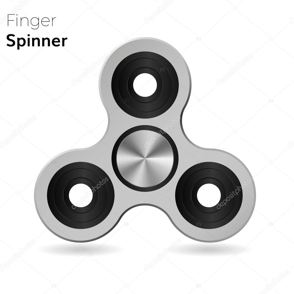 Finger spinner realistic vector toy 3d metallic hand  spinner