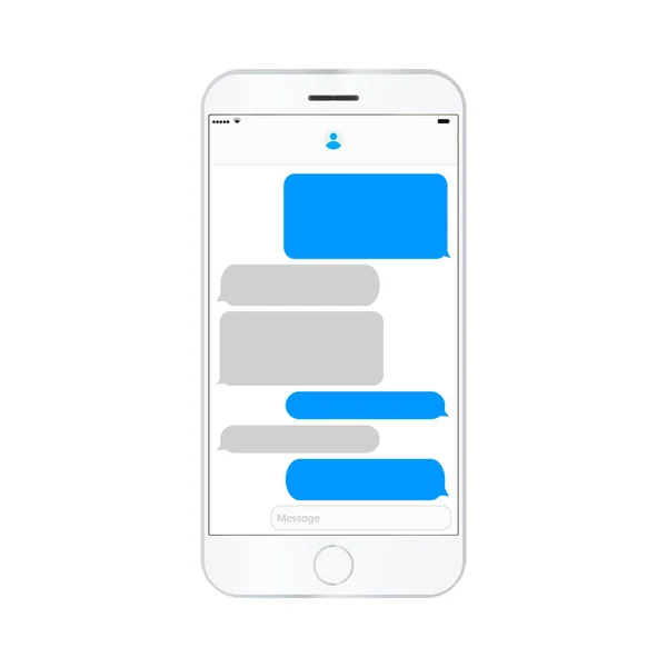 Mensajes de pantalla de teléfono móvil cuadros de texto burbujas vacías — Vector de stock