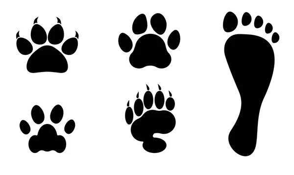 Animals and man foot print vector clip art — Stock Vector
