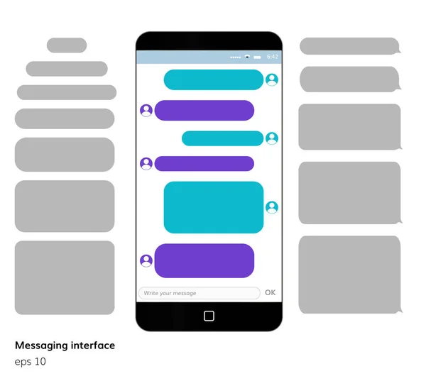 Mobilní telefon screen zasílání textových polí prázdné bubles — Stockový vektor