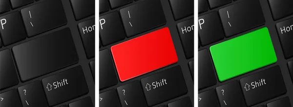 空白的键盘按钮设置红色按钮绿色 — 图库矢量图片