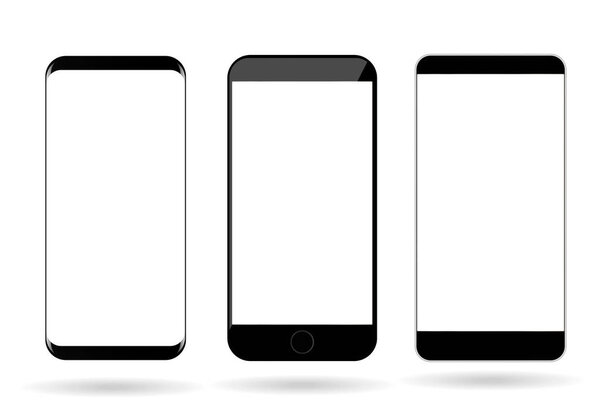 Blank mobile phones mockup vector 