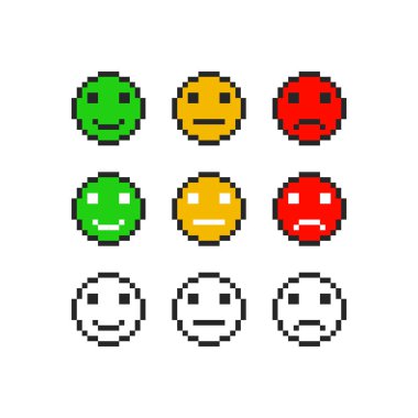 piksel emoji sembol yüzleri duygu kümesi