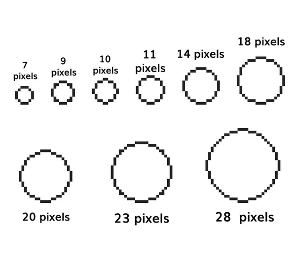 Pixel körök készlet 9 pixel kerek sablon — Stock Vector
