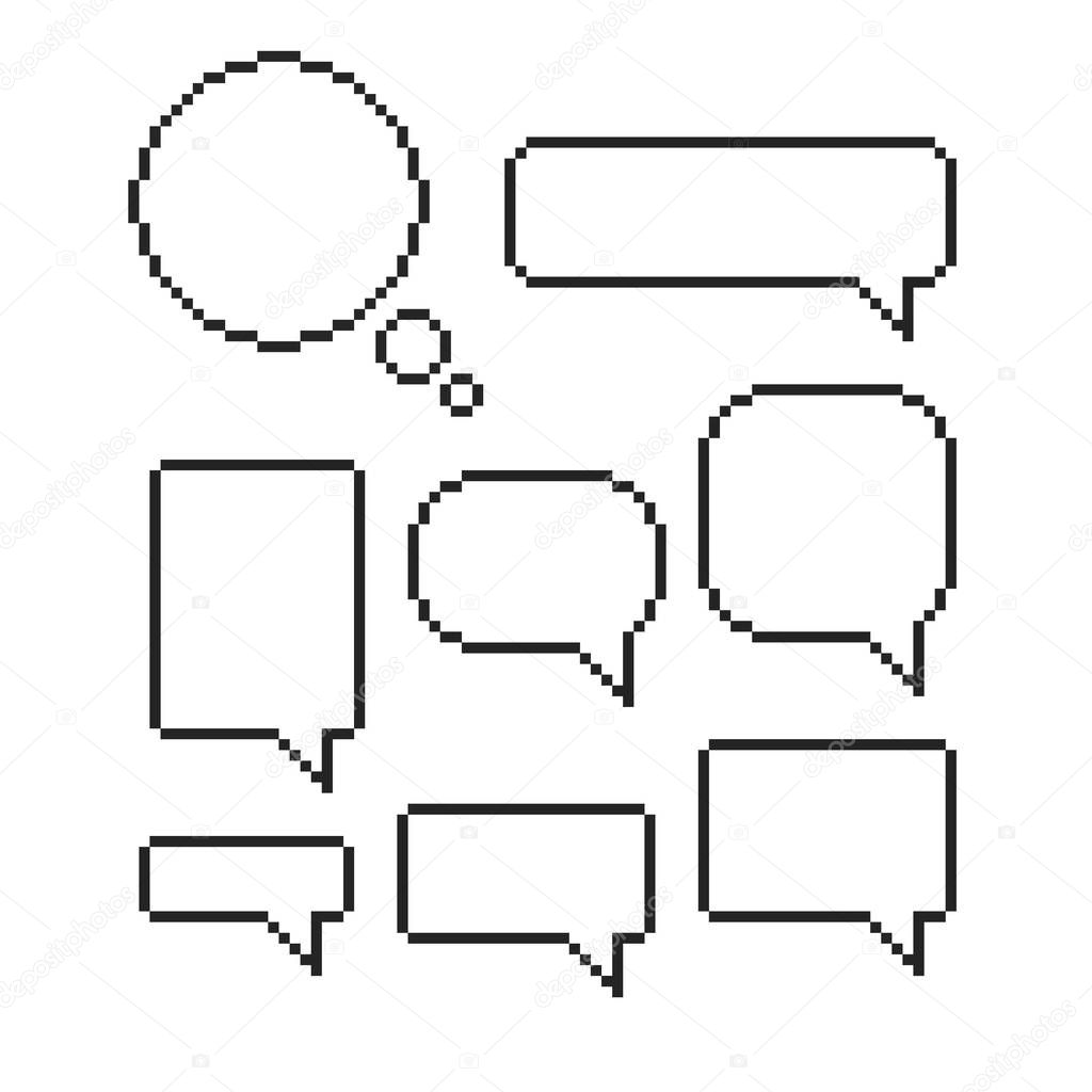 Pixel  speech bubble set mosaic  dialog boxes 