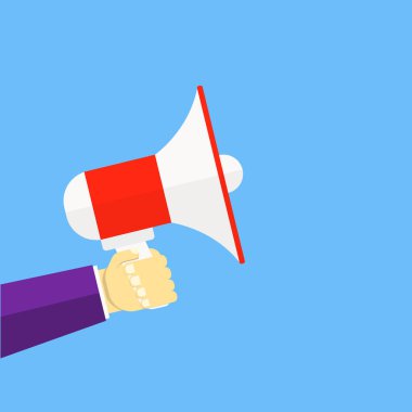 Bir adamın elini hoparlör