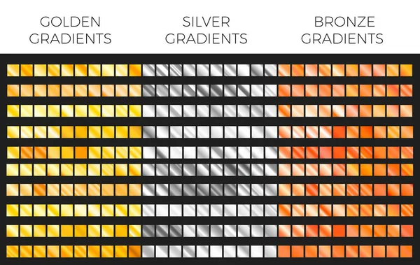 Bronce oro y plata gradiente conjunto — Vector de stock
