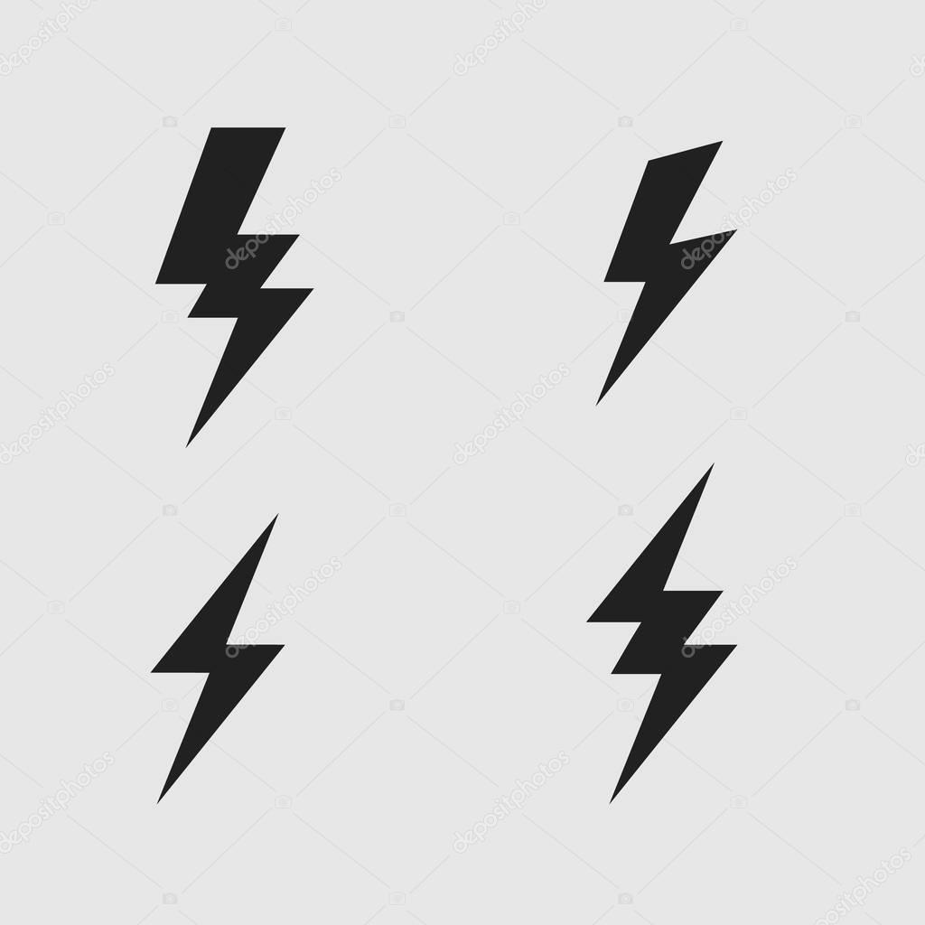 Lightning  bolt flat icons set