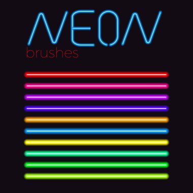 Neon vektör fırça seti