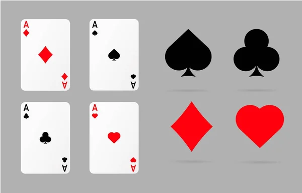 Juego de cartas y símbolos de poker — Vector de stock