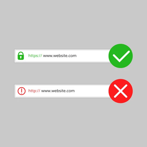 Http https-veilige en niet veilige verbinding — Stockvector