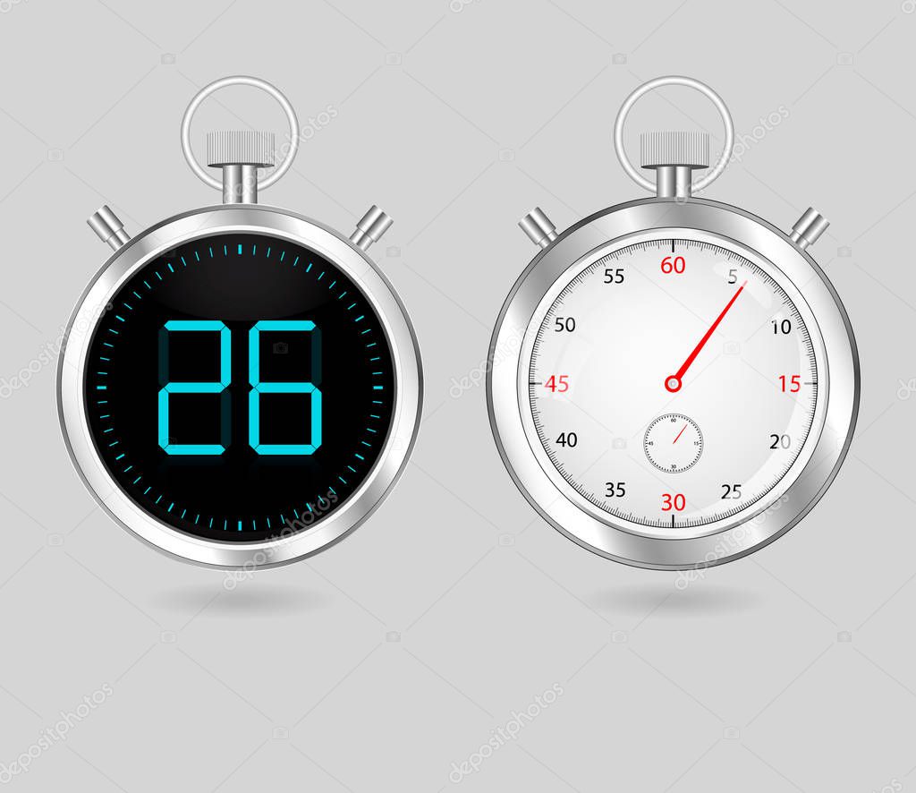 digital and analog speedometers timers set