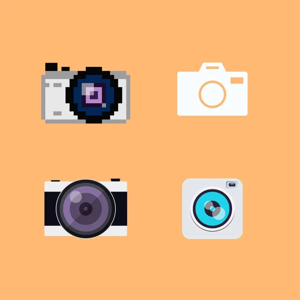 Conjunto de ícones planos da câmera — Vetor de Stock