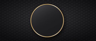 Altıgen fayanslı ve yuvarlak altın çerçeveli siyah arkaplan