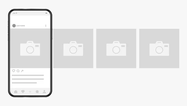 Smartphone mit Foto-Schnittstelle für soziale Netzwerke auf dem Bildschirm — Stockvektor