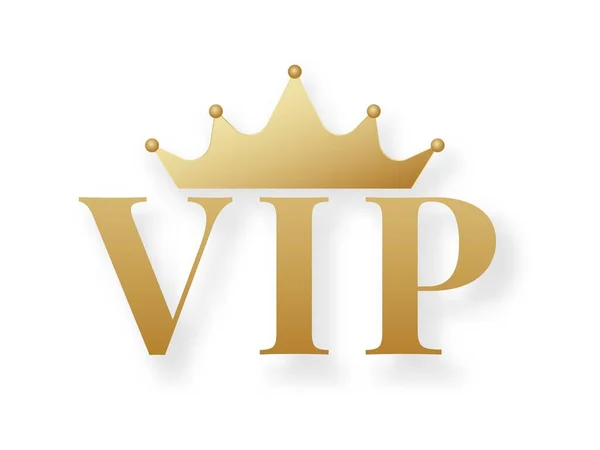 Signo o emblema VIP dorado con corona — Archivo Imágenes Vectoriales