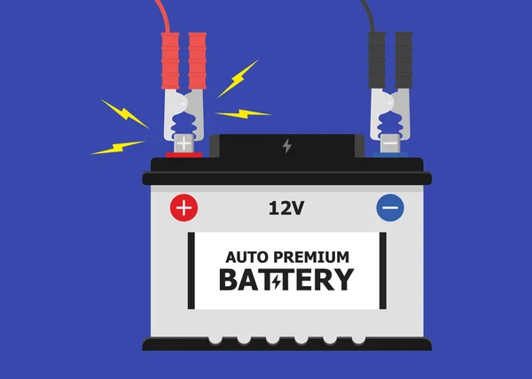带电电缆的汽车蓄电池充电说明向量 — 图库矢量图片
