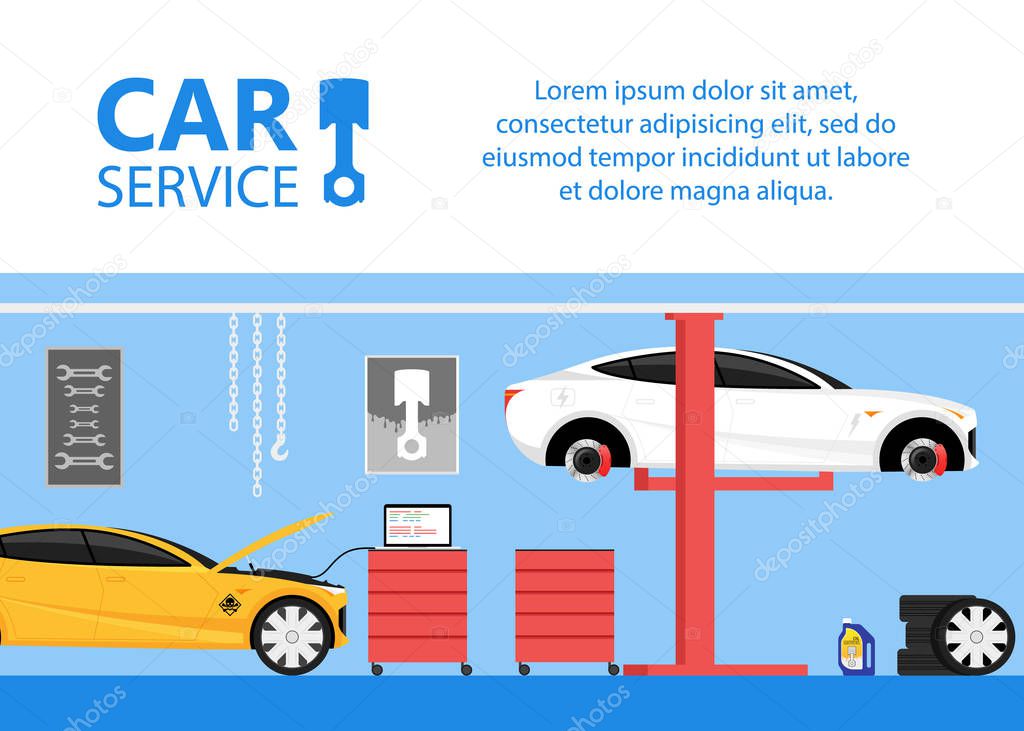 Car service and repair. Auto Repair Vector illustration