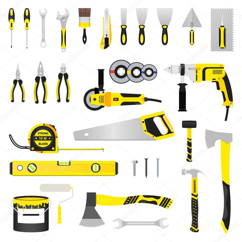 Construction Tools Set Vector Icons Illustration