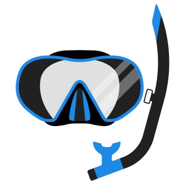 Profesyoneller için dalgıç maskesi ve şnorkel. Dalış gözlüğü Vektör illüstrasyonu