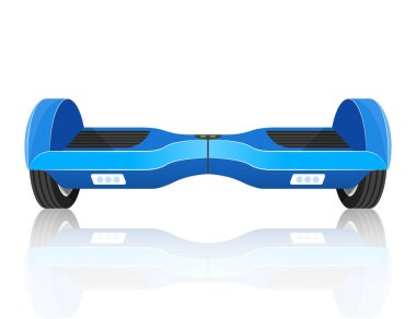 İki tekerli otomatik dengeleyici scooter, uçan kaykay, kişisel ışınlama vektörü.