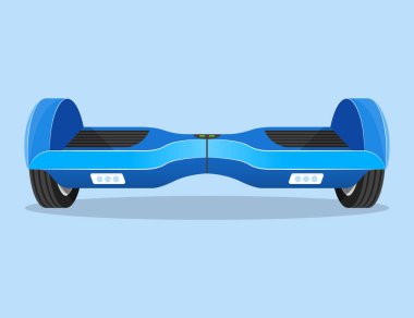 İki tekerli otomatik dengeleyici scooter, uçan kaykay, kişisel ışınlama vektörü.