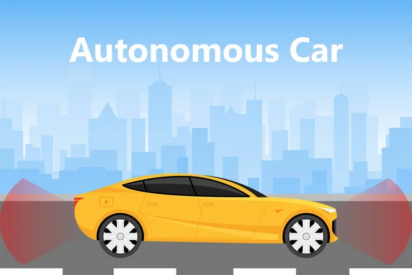 Autonomiczny Samochód Bezsilnikowy Czujnik Pojazdu Systemy Kamer Pojazdu Ilustracja Wektor — Wektor stockowy