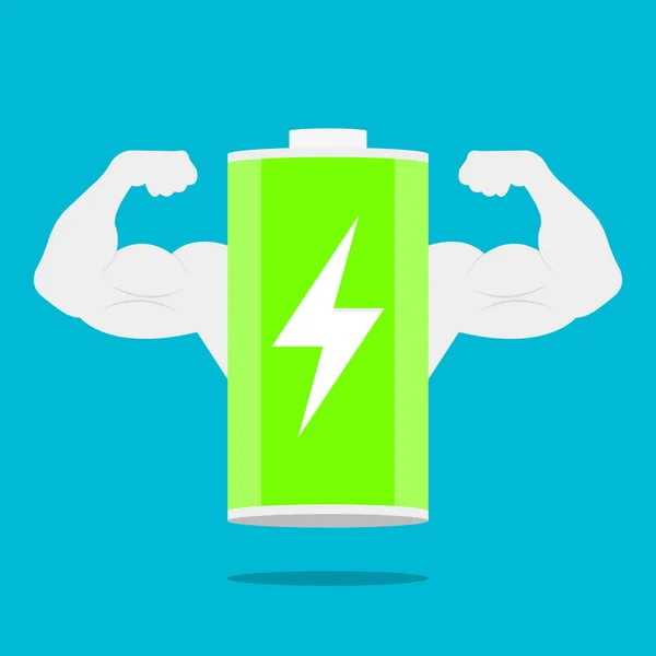 Full Battery Strong Power Arms Illustration — Stock Vector