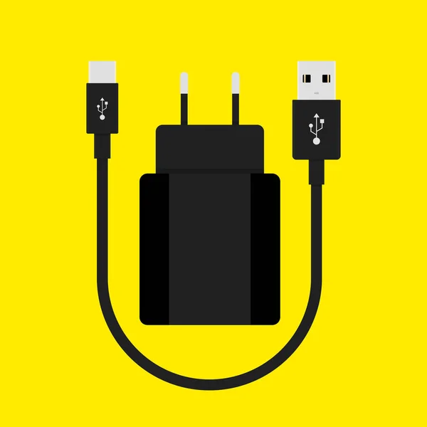 Mobiele Telefoon Oplader Met Kabel Illustratie Vector — Stockvector