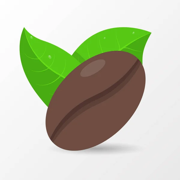 コーヒー豆と葉のイラスト Icon Vector — ストックベクタ