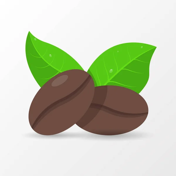 コーヒー豆と葉のイラスト Icon Vector — ストックベクタ