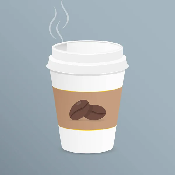 Kaffeetasse Bohnen Papier Kaffeetasse Illustration Vektor — Stockvektor