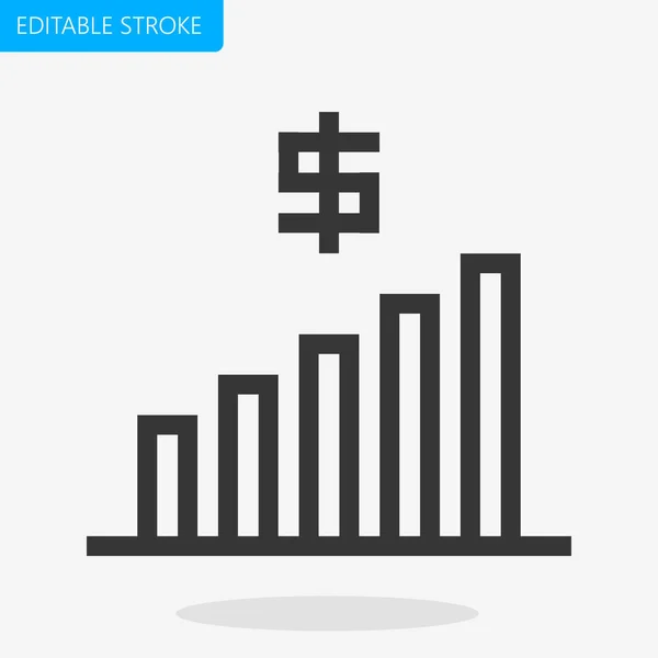 Dólar Crecer Icono Vector Editable Stroke Pixel Perfecto — Vector de stock