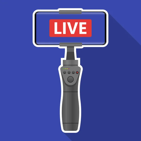 Stabilizzatore Smartphone Dispositivo Mobile Live Streaming Video Online Illustration Concept — Vettoriale Stock