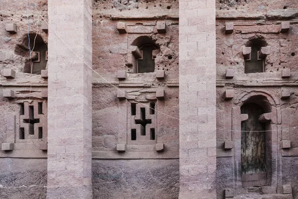 Famosa rocha ortodoxa antiga hewn igrejas de lalibela ethiopia — Fotografia de Stock