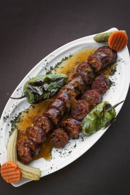 Barbekü Izgara chourico chorizo baharatlı saus Portekizce İspanyolca Kızartma