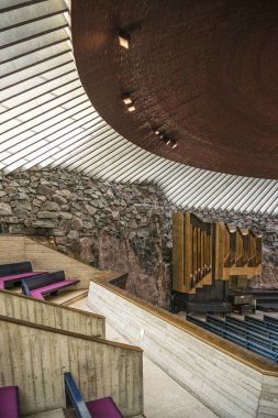 Temppeliaukio kaya kilise ünlü dönüm noktası iç helsinki f
