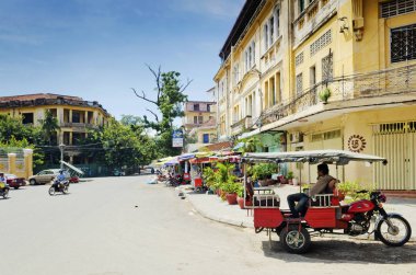 Fransız Sömürge eski şehir sokak phnom penh şehir Kamboçya