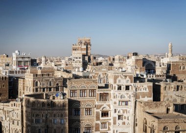 Merkez sanaa şehir eski şehir manzarası Yemen'deki görünümünü