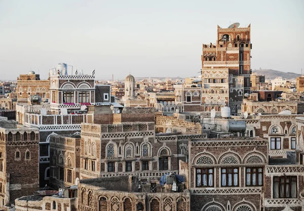 Weergave van centrale sanaa oude stad skyline van de stad in Jemen — Stockfoto