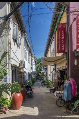 sokak siem turistik restoranlarla biçmek eski kasaba Kamboçya
