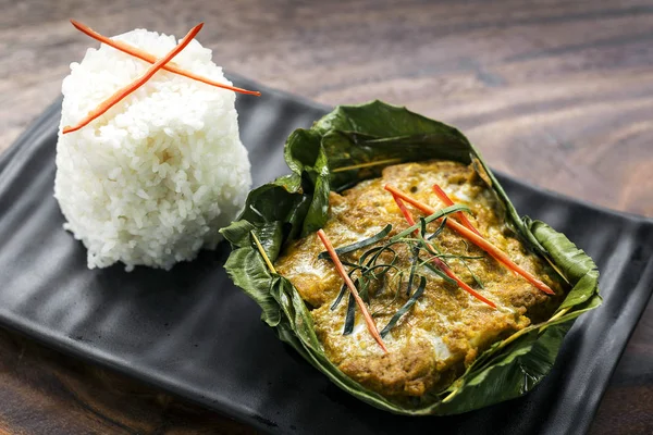 Tradizionale pesce khmer cambogiano amok curry — Foto Stock