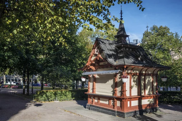 vintage kiosk in central helsinki park finland