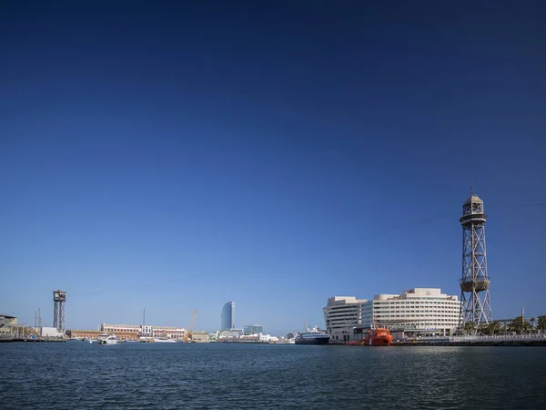 World trade center i barcelona port kabel samochodów Hiszpania — Zdjęcie stockowe