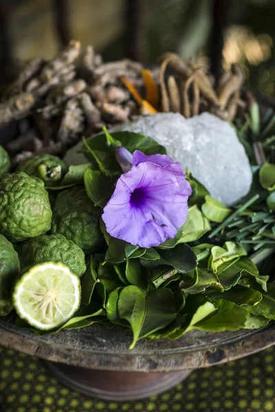 Naturliga ekologiska produkter i asiatisk skönhetsspa — Stockfoto