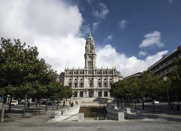 Zabytkowy ratusz w centrum porto, Portugalia — Zdjęcie stockowe