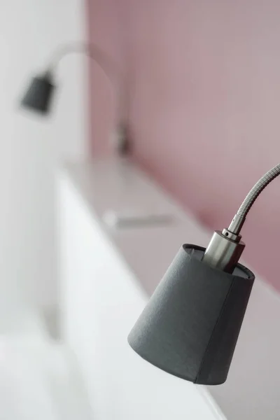 Design Moderne Lampes Lit Détail Dans Intérieur Chambre Coucher Contemporaine — Photo