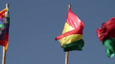Bolivya bayrak sallayarak