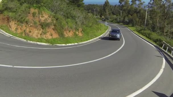 Truck on country hill road — Stock Video