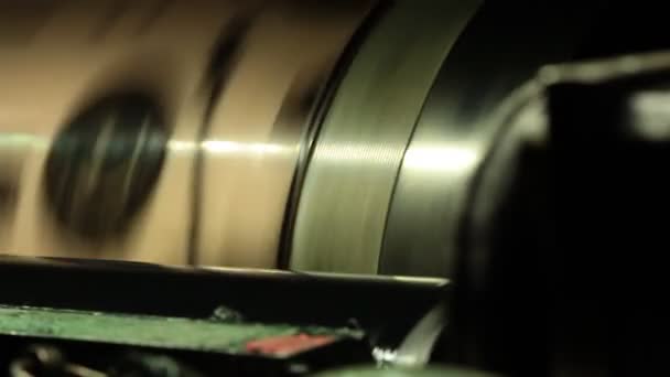 Ink roll on a printing press — Stock Video